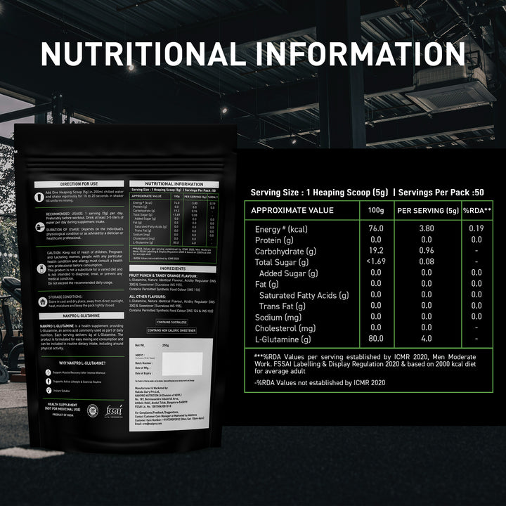 Nakpro L-Glutamine | Amino Acid for Muscle Recovery & Growth