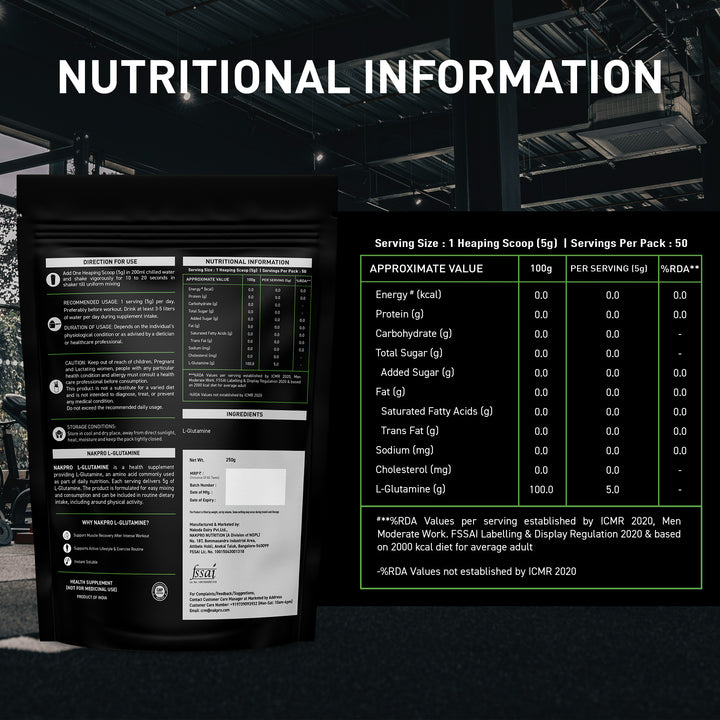 Nakpro L-Glutamine | Amino Acid for Muscle Recovery & Growth