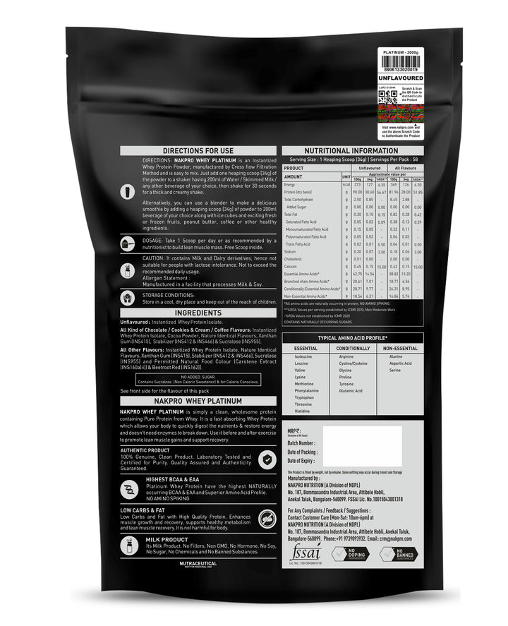 Raw Platinum Whey Protein Isolate