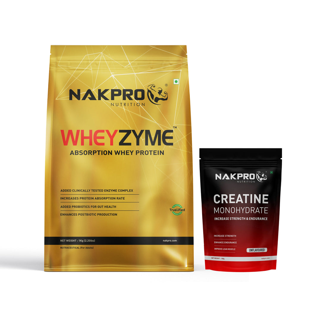 Nakpro Wheyzyme Absorption Whey Protein (Isolate & Concentrate) | 73g Protein | Added Probiotics | Trustified Certified