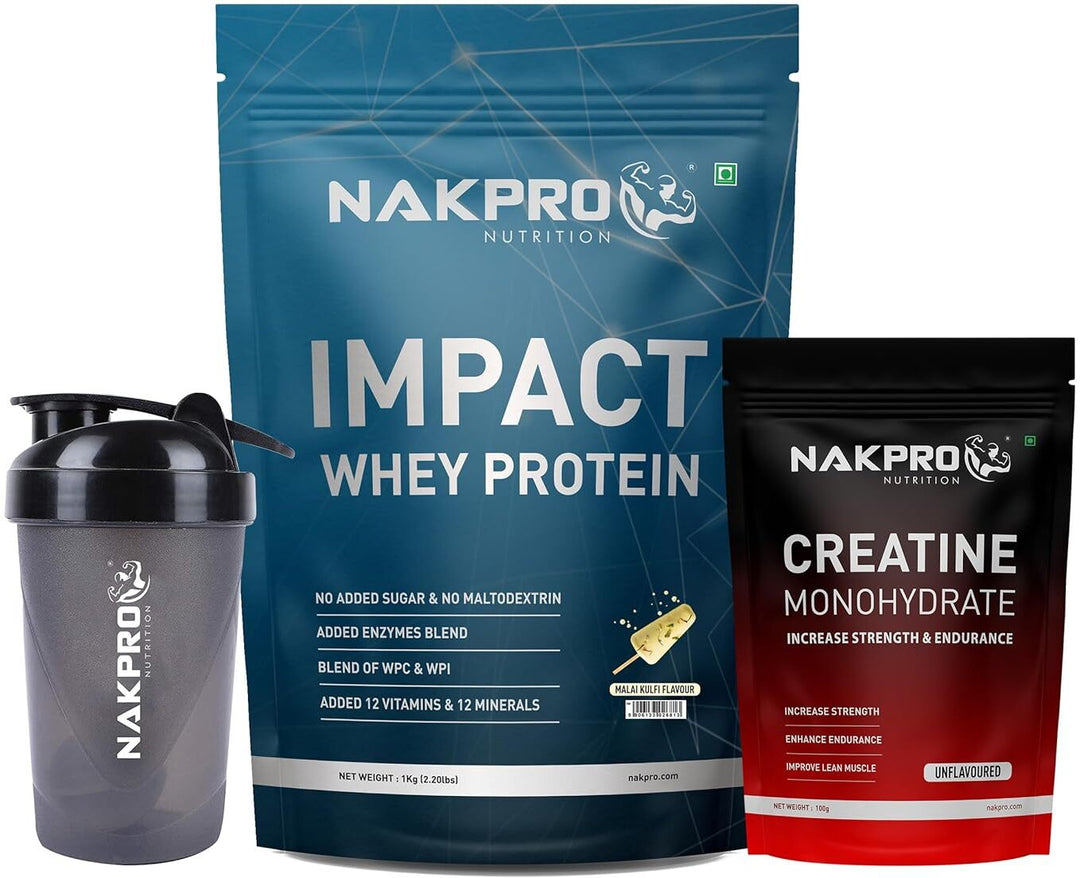 whey protein with creatine and shaker combo