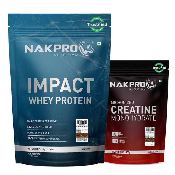 Nakpro Impact Whey Protein | 53g Protein | Whey Isolate & Concentrate Blend | Added Enzymes & Vitamins | Trustified Certified