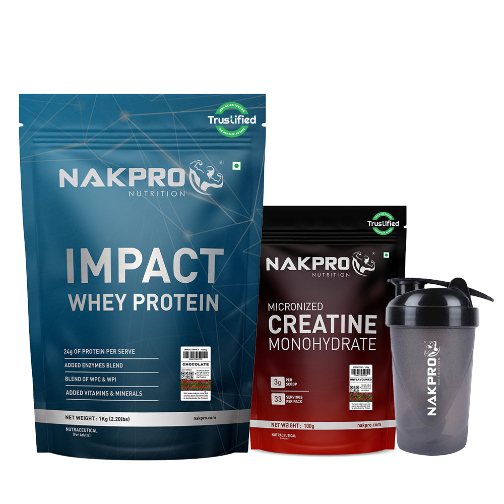 Nakpro Impact Whey Protein | 53g Protein | Whey Isolate & Concentrate Blend | Added Enzymes & Vitamins | Trustified Certified