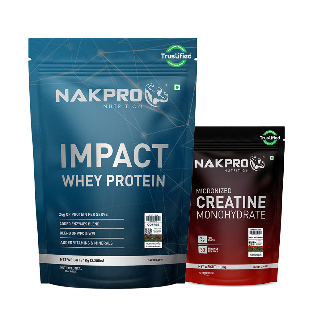 Nakpro Impact Whey Protein | 53g Protein | Whey Isolate & Concentrate Blend | Added Enzymes & Vitamins | Trustified Certified