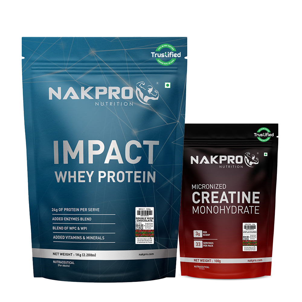 Nakpro Impact Whey Protein | 53g Protein | Whey Isolate & Concentrate Blend | Added Enzymes & Vitamins | Trustified Certified