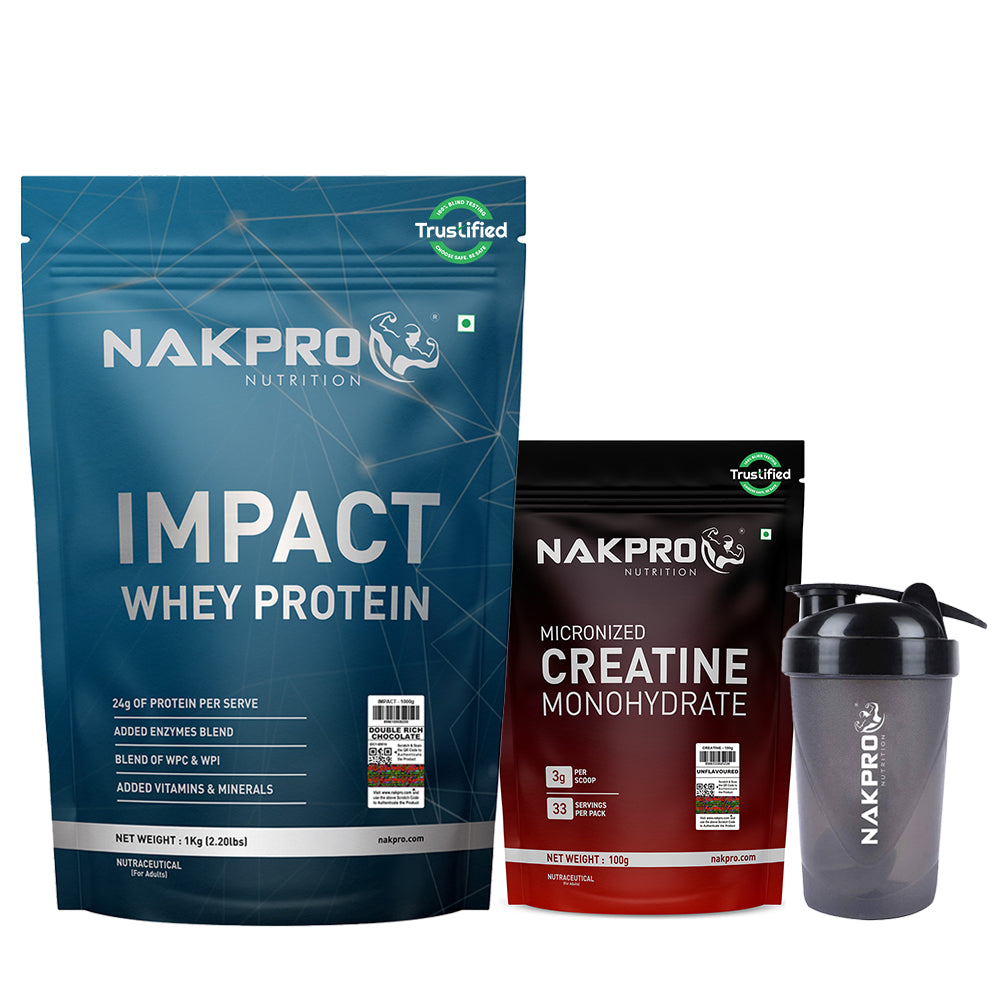 Nakpro Impact Whey Protein | 53g Protein | Whey Isolate & Concentrate Blend | Added Enzymes & Vitamins | Trustified Certified