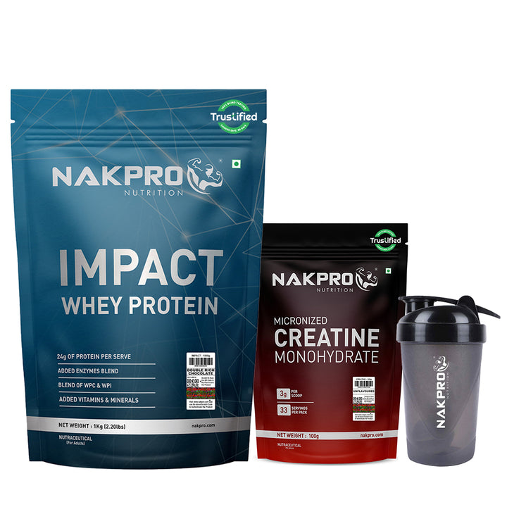 Nakpro Impact Whey Protein | 53g Protein | Whey Isolate & Concentrate Blend | Added Enzymes & Vitamins | Trustified Certified
