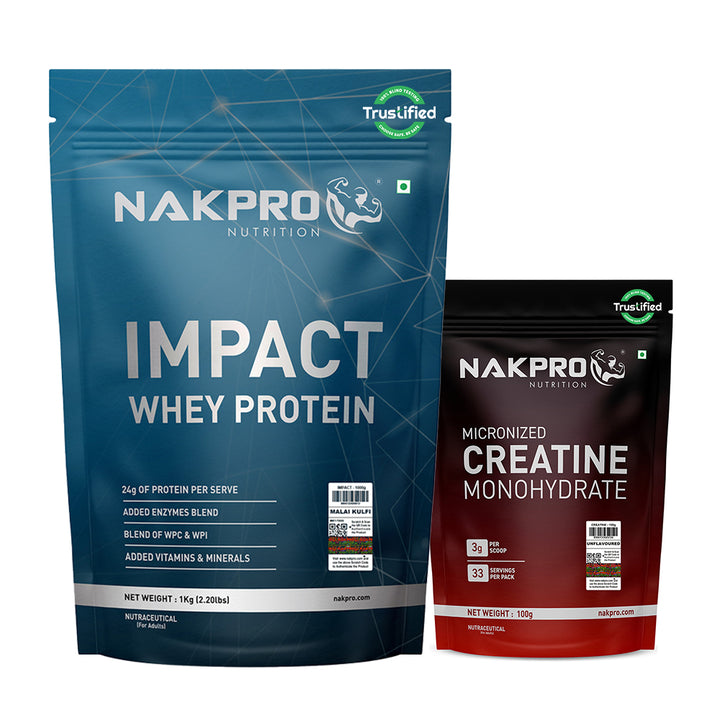 Nakpro Impact Whey Protein | 53g Protein | Whey Isolate & Concentrate Blend | Added Enzymes & Vitamins | Trustified Certified