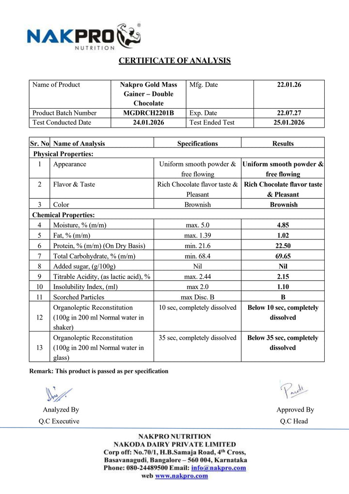 Gold Mass Gainer | High Protein Mass Gainer