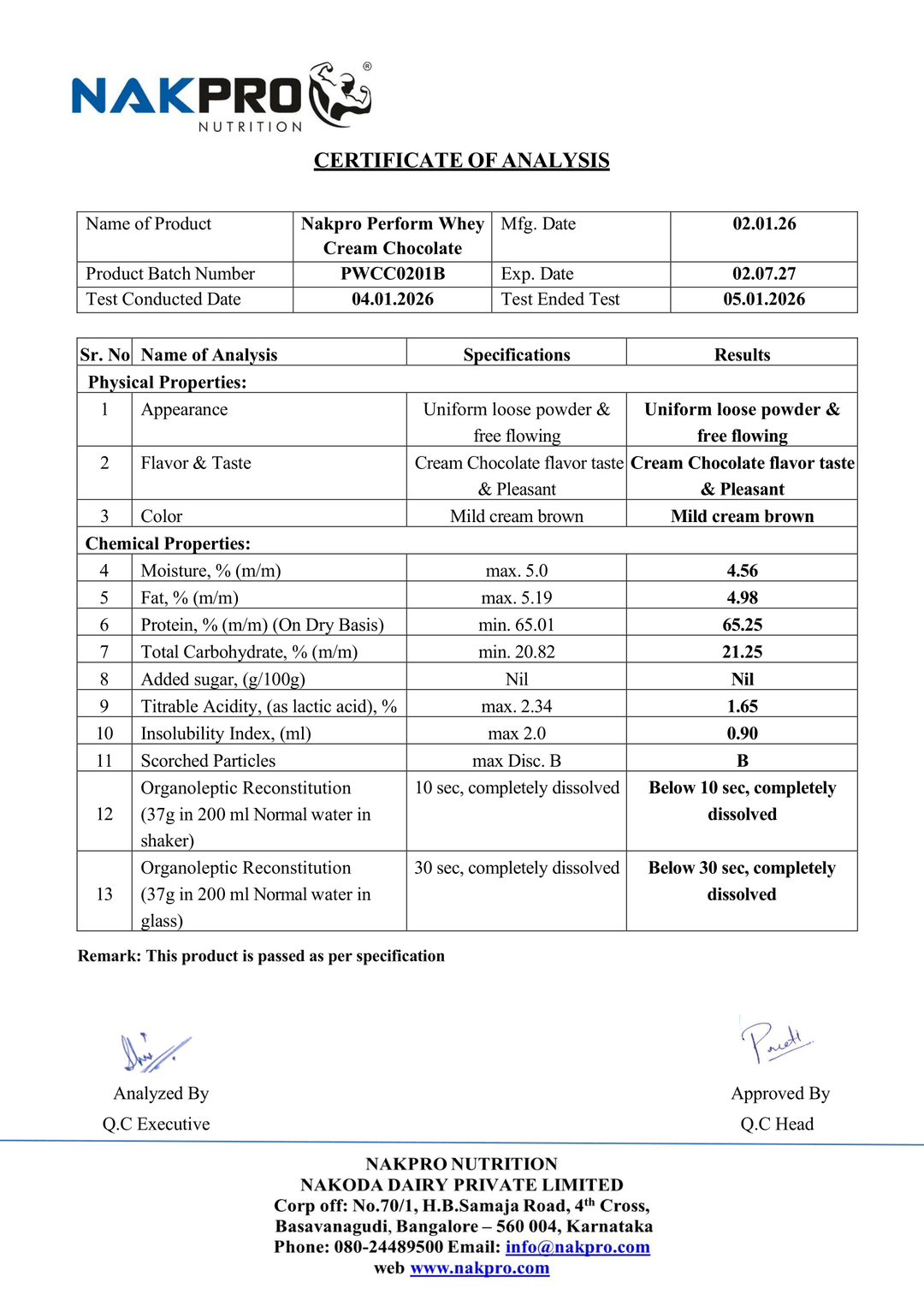 Perform Whey Protein Concentrate