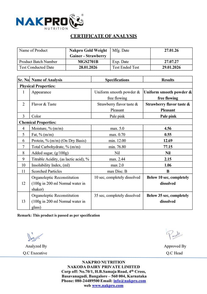 Gold Weight Gainer | High Calorie Weight Gain Powder