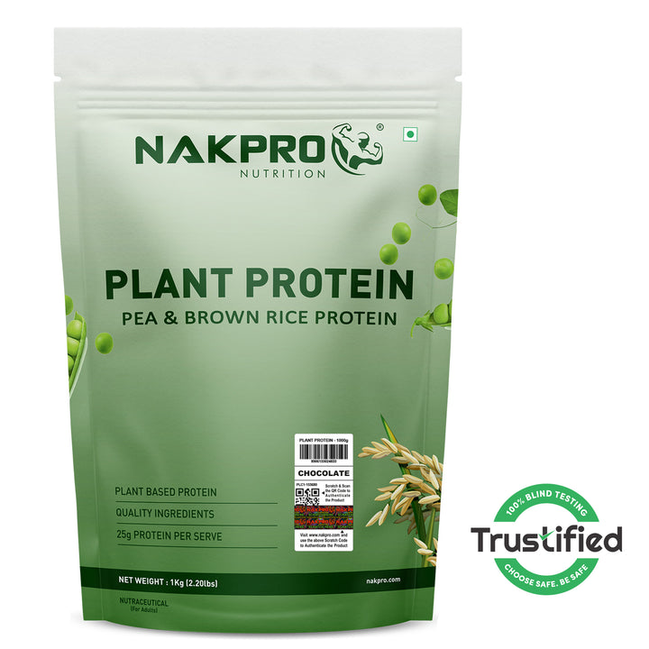 Nakpro Plant Protein Powder | 70g Protein | Pea & Brown Rice Protein Blend | Trustified Certified