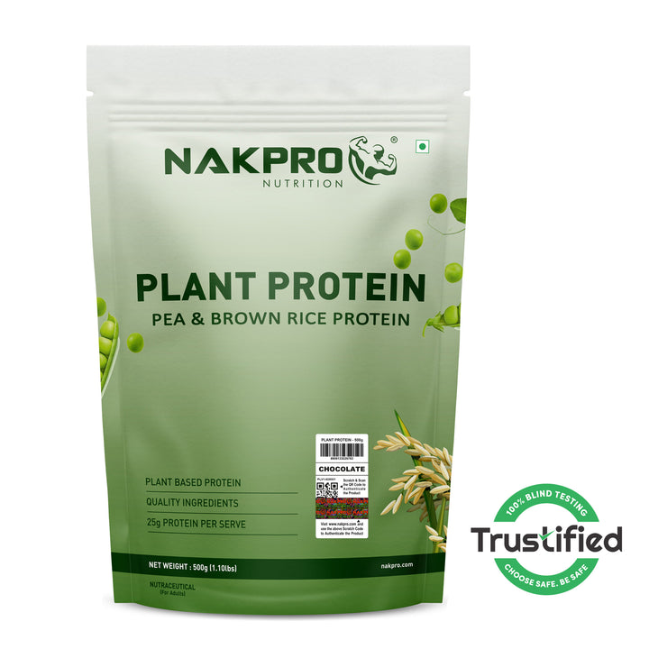 Nakpro Plant Protein Powder | 70g Protein | Pea & Brown Rice Protein Blend | Trustified Certified
