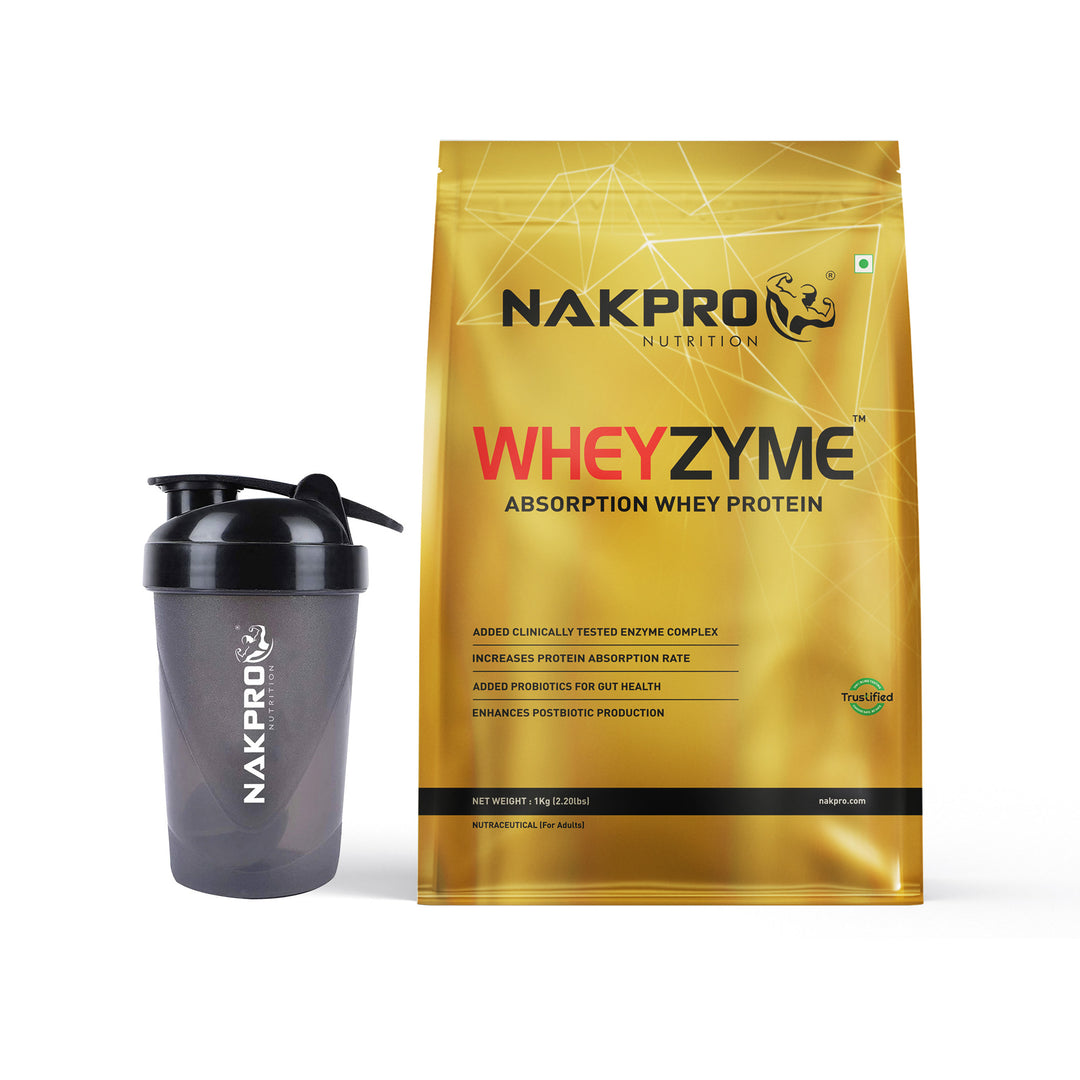 Nakpro Wheyzyme Absorption Whey Protein (Isolate & Concentrate) | 73g Protein | Added Probiotics | Trustified Certified