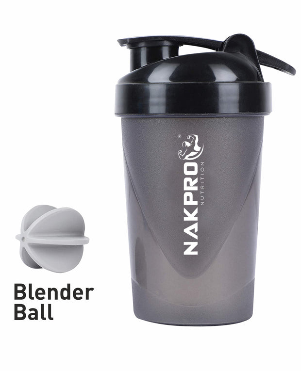 NAKPRO SHAKER bottle for protein shake, Leakproof Guarantee, Food Grade & BPA Free Material - Black