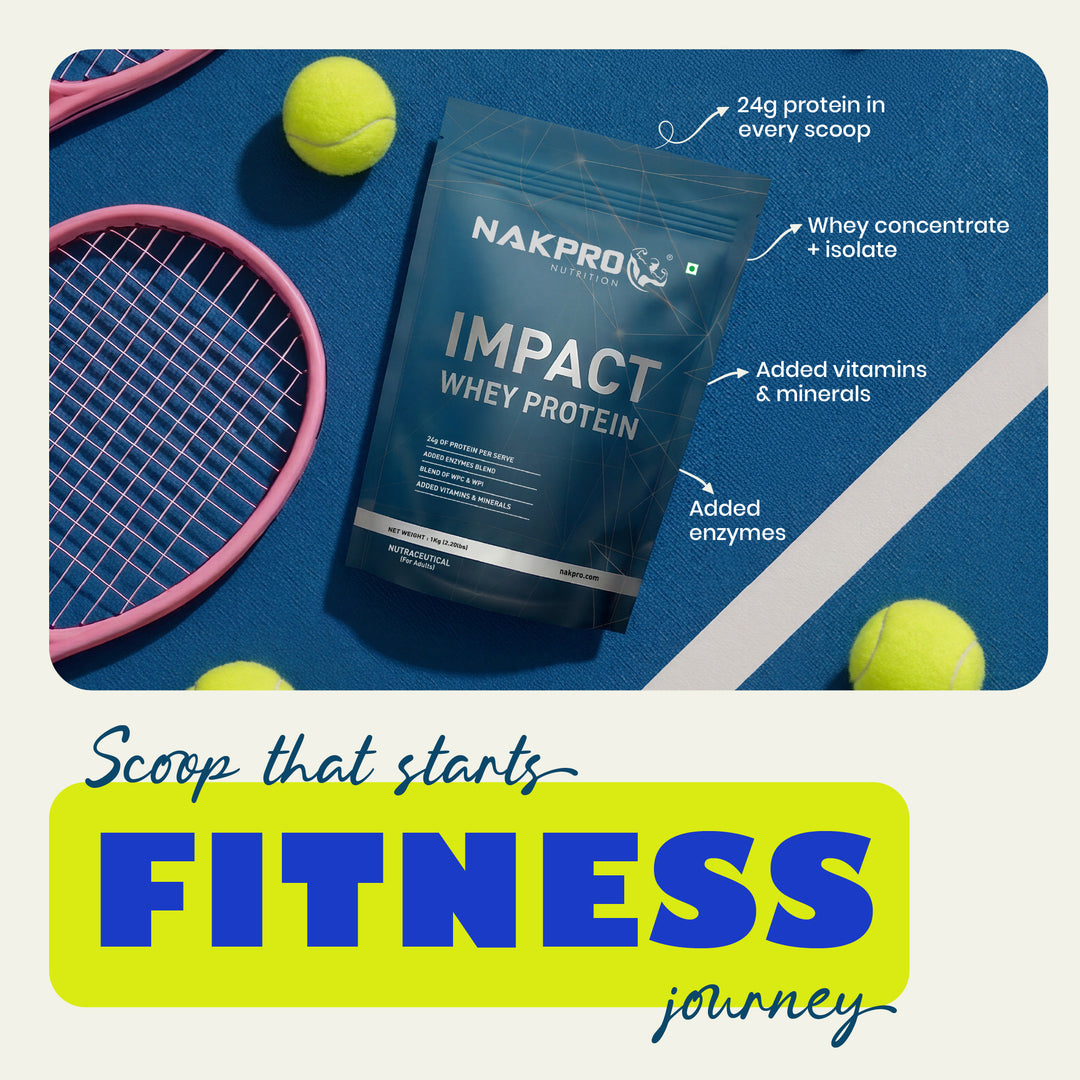 Nakpro Impact Whey Protein | 53g Protein | Whey Isolate & Concentrate Blend | Added Enzymes & Vitamins | Trustified Certified