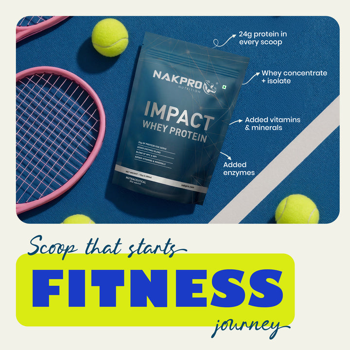 Nakpro Impact Whey Protein | 53g Protein | Whey Isolate & Concentrate Blend | Added Enzymes & Vitamins | Trustified Certified