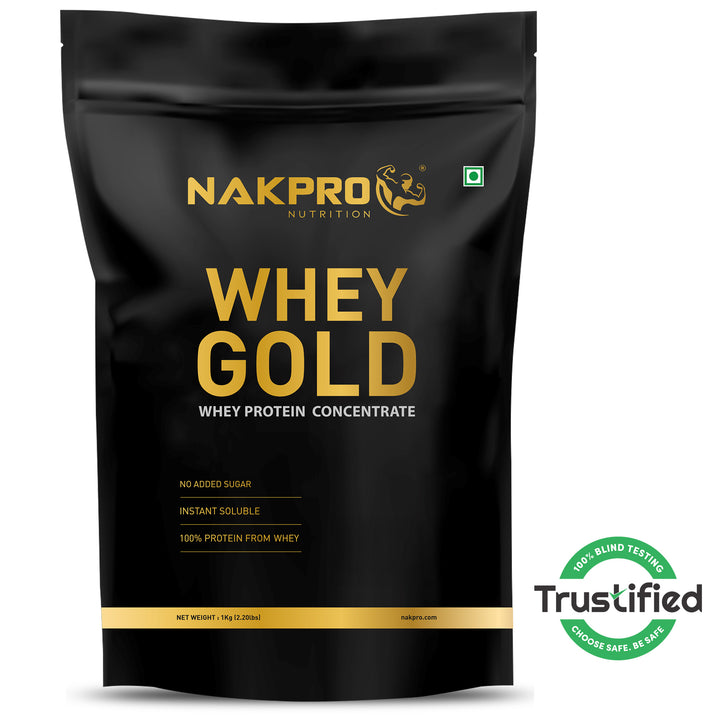 Nakpro Whey Gold Protein Concentrate | 80g Protein | Clean Unflavored Whey Protein | Trustified Certified