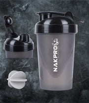 NAKPRO SHAKER bottle for protein shake, Leakproof Guarantee, Food Grade & BPA Free Material - Black